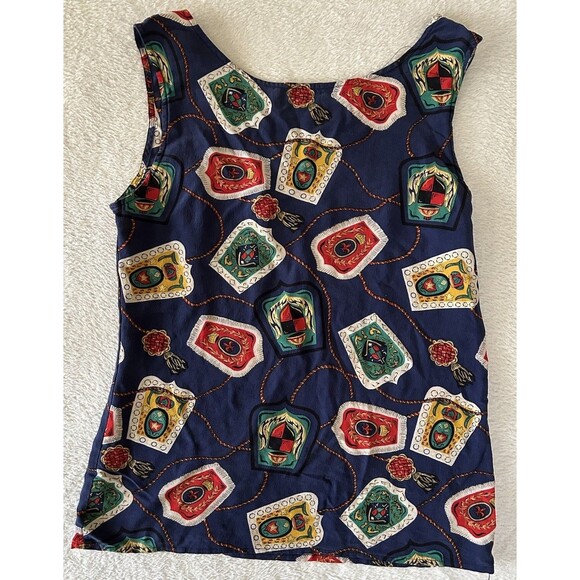 Spenser Jeremy Multicolor “family Crest” Silk Tank Size 4/US Small Classic - Picture 2 of 6